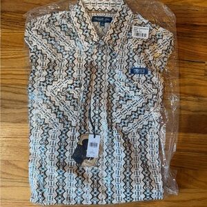 Men's Button Down Pattern Shirt - Black and White